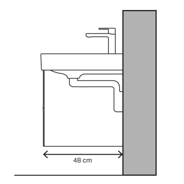 Figura del lavabo per lo scarico verticale